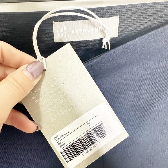 Everlane Womens The Bi-Stretch Work Pant Side Zip Mid Rise Navy Blue Size 0 NEW - Picture 11 of 12